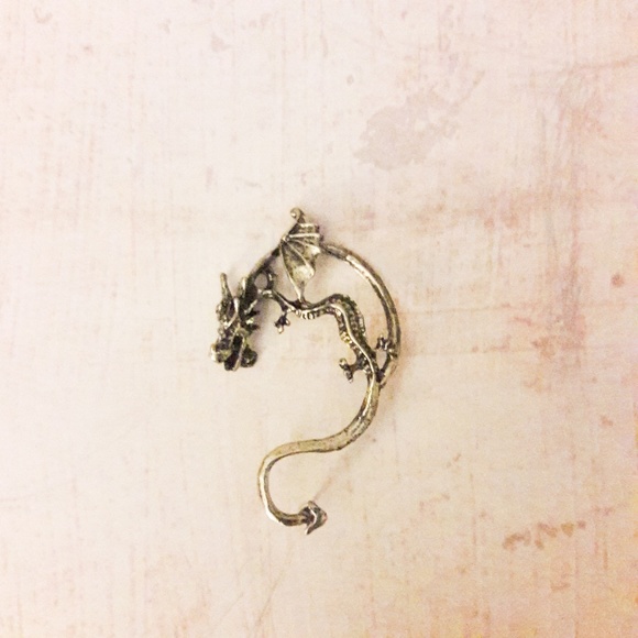 Antique Gold Bronze Dragon Ear Cuff Wrap Earring - Picture 2 of 5